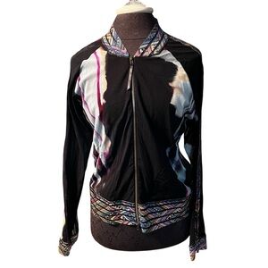 Petit Pois Viviana G Zip Front Jacket Top Metallic Trim Size Large Unusual